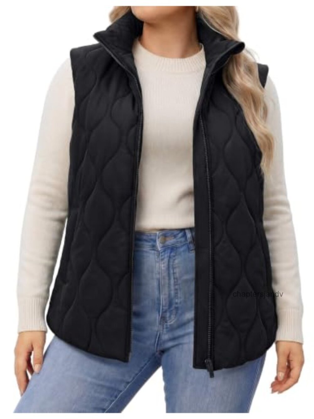 Plus Size Quilted Puffer Vest Zip Up Sleeveless Outerwear with Pockets